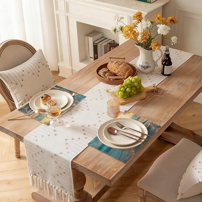 Sunrise Starfish Beach Linen Placemats Set of 6, Decorative Table Mats 12x18 Inch, Washable Heat Resistant Placemats for Dining Table Kitchen Home Decor