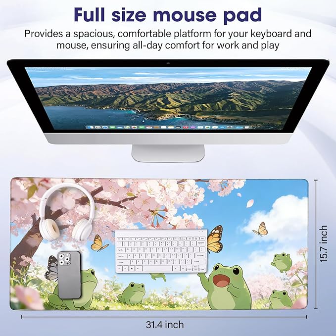 Professional Extended Gaming Mouse Pad - 31.5" x 15.7" Large Desk Mat with Stitched Edges, Waterproof Coating, Non-Slip Rubber Base for Gamers, Esports Pros, Office & Home