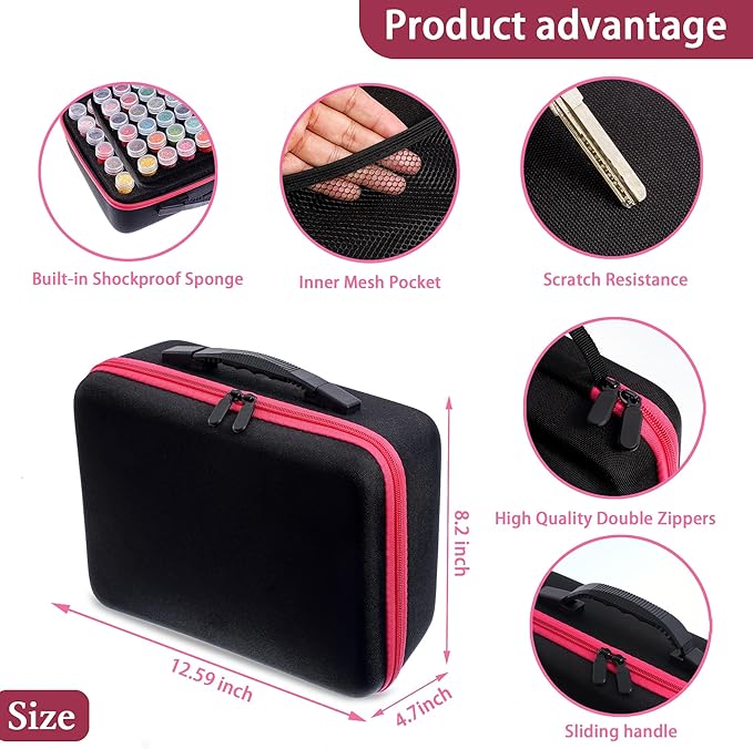 LYMUSUMI Diamond Art Storage Containers 120 Slots Diamond Painting Accessories and Tools Portable Bead Organizer Boxes for Adults（Rose Red）