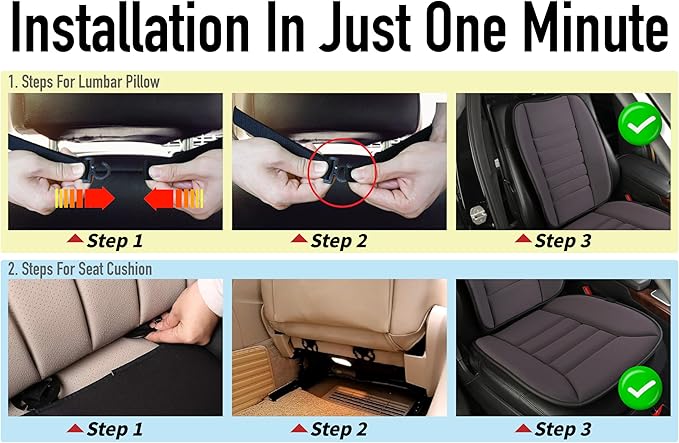 Lofty Aim Car Seat Cushion with Back Support Pillow, Comfy Lumbar Support & Seat Cushion, Memory Foam Driving Pillow for Back-Sciatica Pain Relief, Auto Pad Suitable for Car, Truck, SUV - Dark Grey