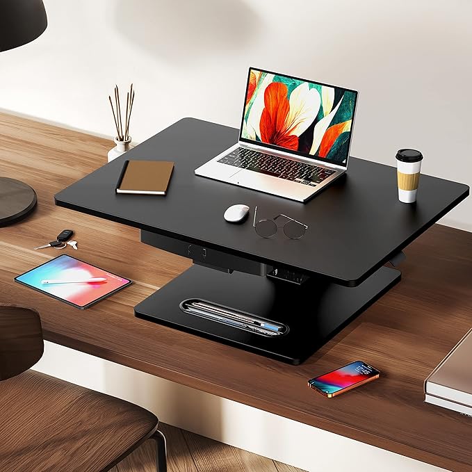 SHW 28" Over Desk Height Adjustable Standing Desk, Black