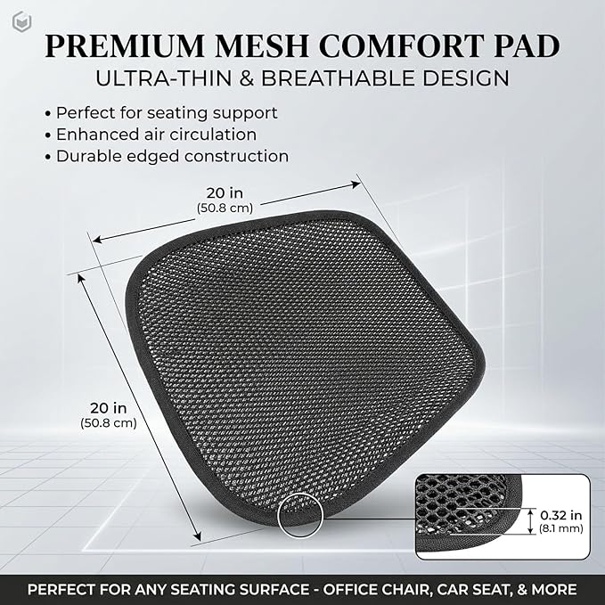 Summer Cool 3D Air Mesh Breathable Vented Car Seat Cushion Pad,Universal Auto Back Cooling Ventilated Seat Cover for Car SUV Truck Van Pickup for Driving Seat(Black, 1 Pack seat pad)
