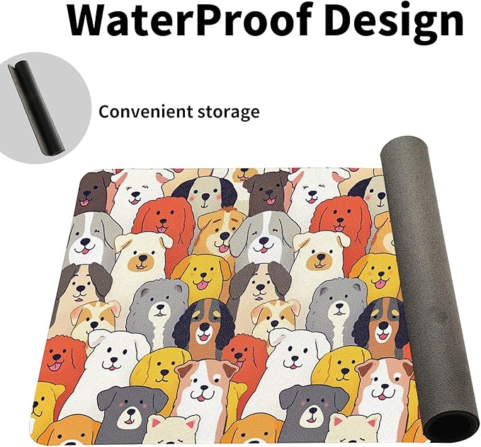 Positively Adorable Dog Desk Mat - 23.62 * 11.81in Desk Pad, Large Non-Slip PU Leather Pad for Aesthetic Home Office & Gaming,A Gift for Dog Lovers