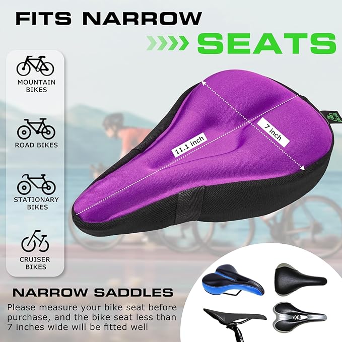 Zacro Bike Seat Cushion - Gel Padded Bike Seat Cover for Men Women Comfort, Extra Soft Exercise Bicycle Seat Compatible with Peloton, Outdoor & Indoor Bike Saddles