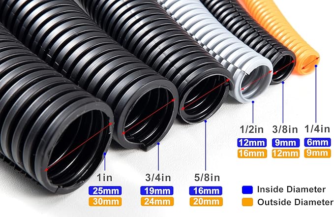 ZhiYo 10FT 1” Wire Loom Split Tubing Auto Wire Conduit Flexible Cover
