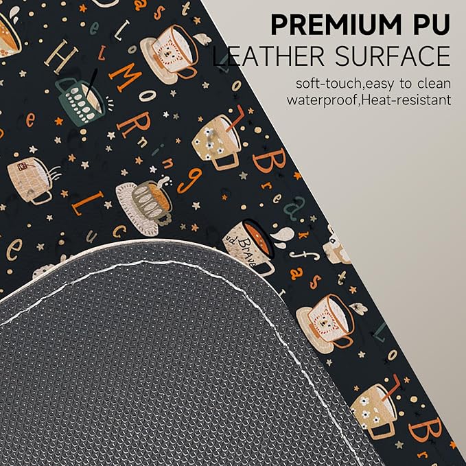 AUPET Leather Large Mouse Pad Desk Blotters – 35 x 17in Cute Desk Mat with PU Surface, Non-Slip Desk Pad Protector,Waterproof Desk Writing Pad for Office Home (Morning Coffee)