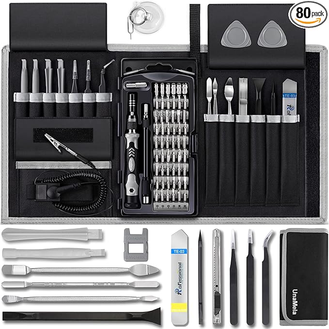 80 IN 1 Professional Computer Repair Tool Kit, Precision Screwdriver Set with 56 Bits, Magnetic Screwdriver Set for Laptop, PC, MacBook, Tablet, iPhone, PS4, Electronics, Gamer Tech Gifts for Men