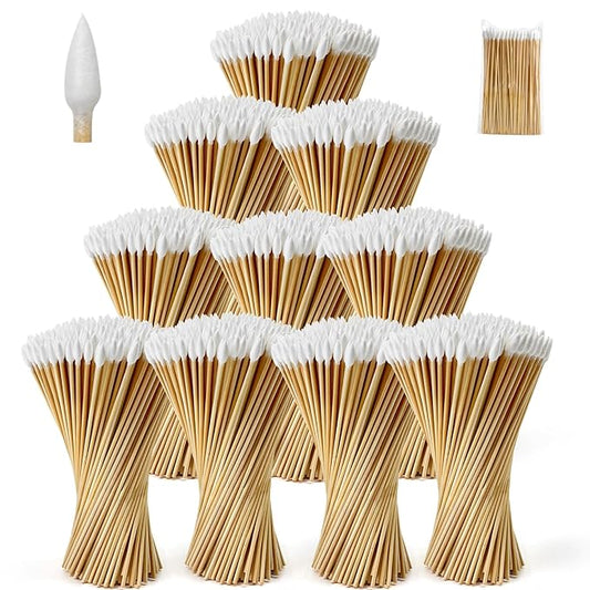 1000 PCS 6-Inch Precision Gun Cleaning Swabs - Lint-Free Bamboo-Handle Cotton Swabs for Gun Cleaning, Makeup & Electronics