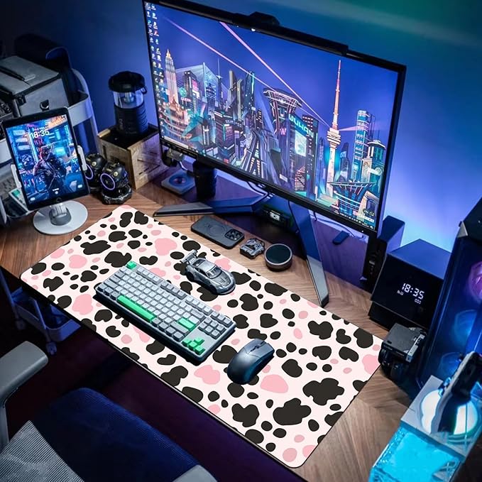 Desk Mat Mouse Pad Gaming Desk Pad XL Large Mouse Mat Office Decor Accessories (Pink Spots)