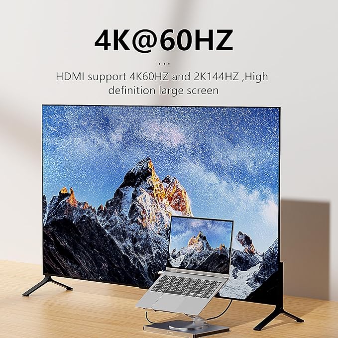 10 in 1 Laptop Docking Station Stand for MacBook Pro/Air/Surface/Dell/HP/Lenovo, Mac Type-C Hub with 4K HDMI, USB 3.0, SD/TF Card, RJ45, PD 3.0, USB C Laptop Stand Hub with 360 Rotating Base (ST109A)