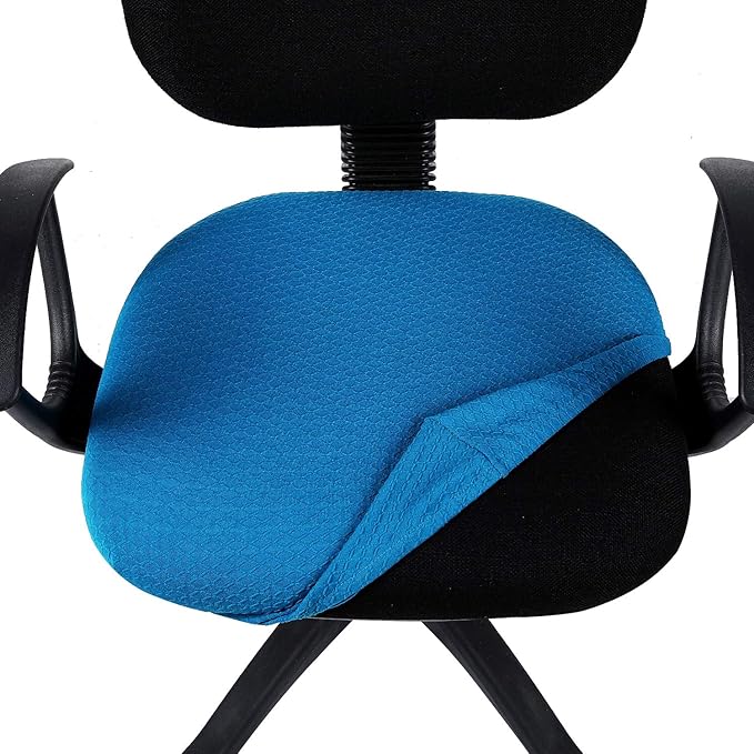 Smiry Stretch Jacquard Office Computer Chair Seat Covers, Removable Washable Anti-dust Desk Chair Seat Cushion Protectors - Ocean