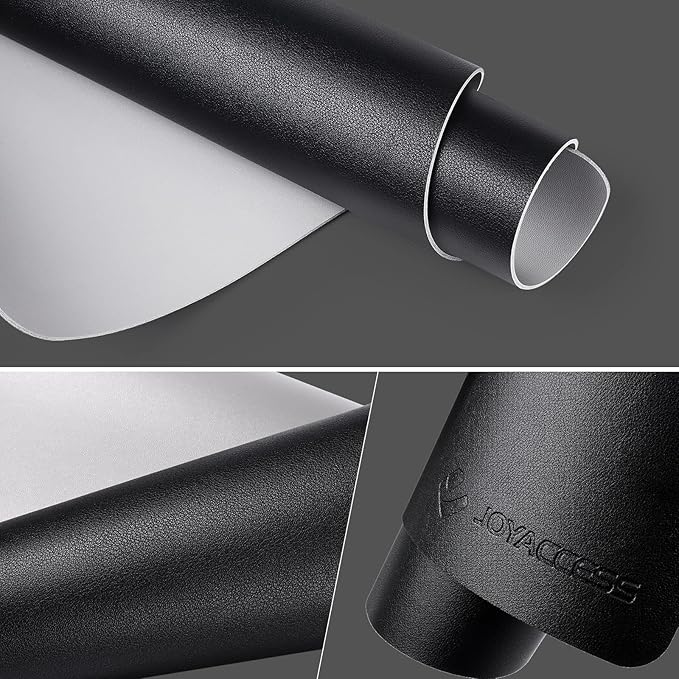 JOYACCESS Black Mouse Pad, J Double Sided Office Mouse Pad,Waterproof Leather Desk Pad Protector,Desk Writing Pad, Non-Slip Base Cmoputer Mouse Pad for Laptop(23.6 * 14.1)