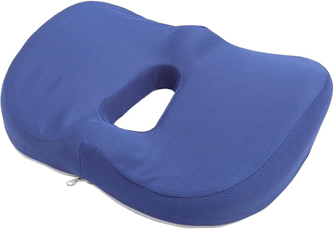 Memory Foam Seat Cushion 18x18 Inches Breathable Mesh Cover Removable Washable Non Slip Base 50% Pressure Relief for Long Sitting Back Pain Relief on Office Car Plane