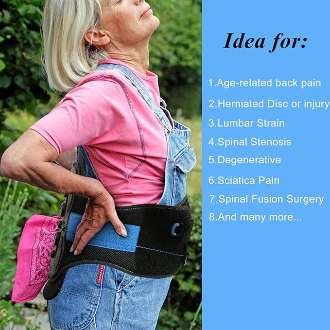 LSO Back Brace with Maximum Decompression Plate & Adjustable Arch Back Support,Dual Pulley System Lumbar Support Belt for Herniated Disc,Spine Stenosis,Sciatica,Scoliosis(S/M fit belly 23.5"-33.75")