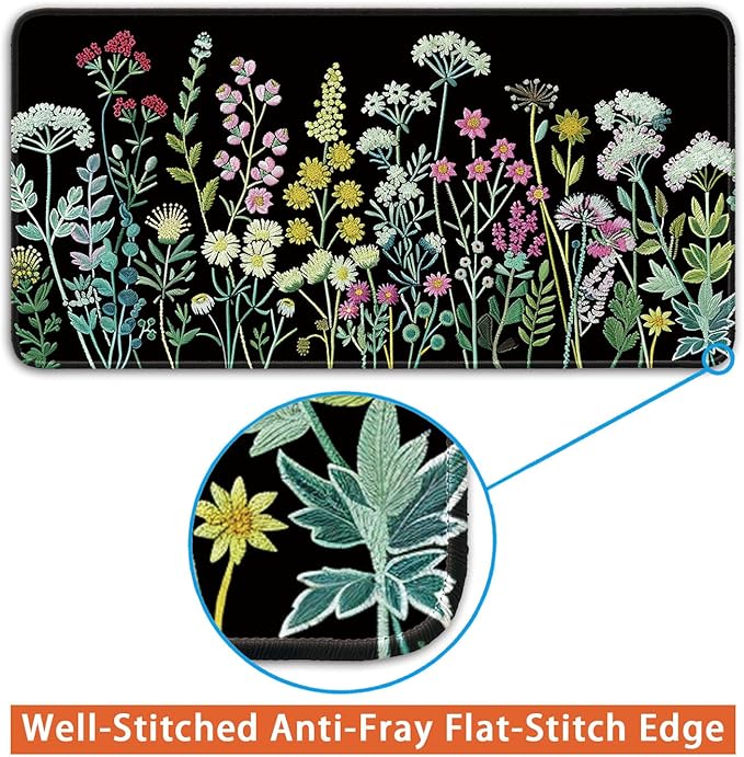Desk Pad Protector, Office Desk Mat, Large Mouse Pad, Non-Slip Desk Blotter, 23.6x11.8 inch, Watercolor Flower