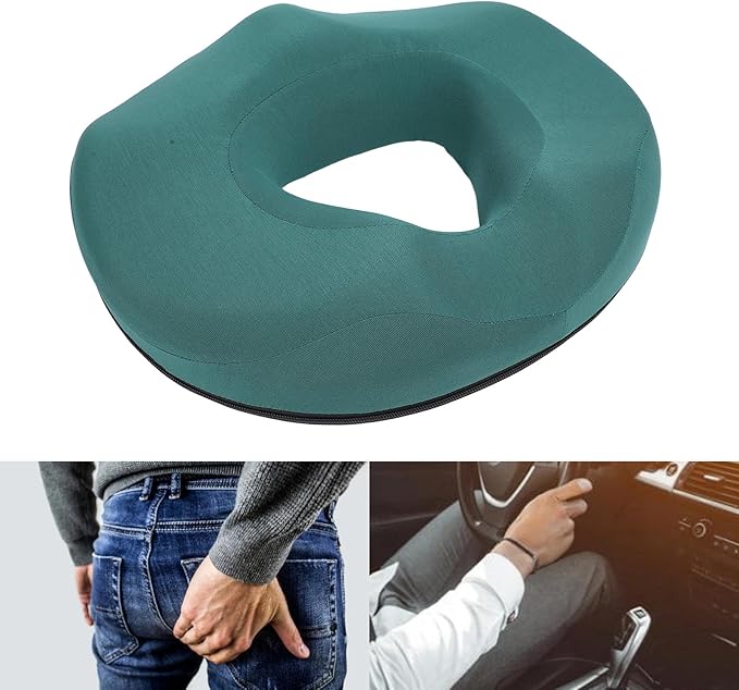 Donut Pillow, Breathable Latex Seat Cushion, Comfortable for Office, Home, Vehicles, Improve Sitting Posture with Pressure Reduce (Green)