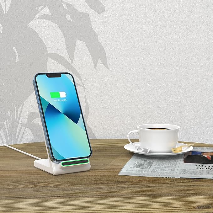 Wireless Charger Stand for Samsung, Fast Wireless Charging Stand for Apple iPhone, for Samsung Galaxy S22/S21/S20, for Google Pixel, for LG and All Qi-Enabled Devices (White)