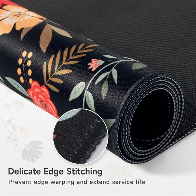 HAOCOO Black Desk Pad, Large Mouse Pad for Gaming & Office, Non-Slip Keyboard Mat, Waterproof Computer Accessories with Stitched Edges, Desk Pad Protector for Cubicle Organizers