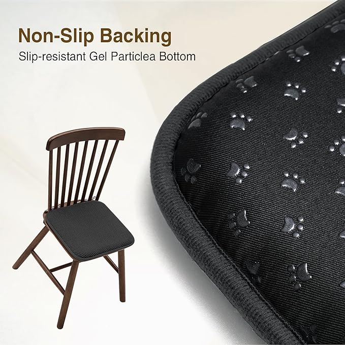 puredown® Chair Cushions for Dining Chairs, Set of 2 Memory Foam Seat Cushions with Non-Slip Backing & Ties, 16" x 16" x 1.5", Comfortable & Supportive Dining Chair Pads for Kitchen, Black