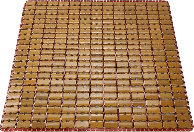 Bamboo Seat Cushion for Dining Chairs Car Seat Cool Mat — Reinforced with Elastic Edge Binding, Suitable for Office Chairs, Wheelchairs, Sofas, Breathable for Summer, Home and Vehicle Use