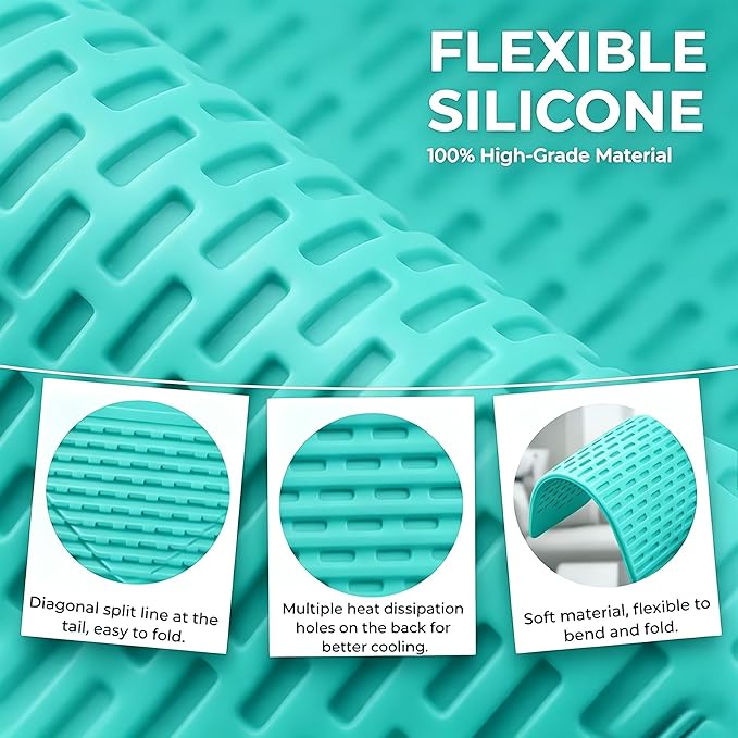 Flexible Silicone Aluminum Phone Holder Tablet Stand with Charging Port Design, Foldable Airplane Laptop/Phone Stand for Home Office Travel (Tiffany)
