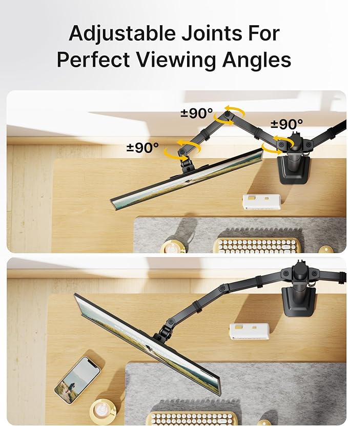 monTEK Heavy Duty Dual Monitor Stand for 17–32" Monitors, Stable Desk Mount with 22 lbs per Arm, Fully Adjustable Articulating Monitor Arm with Clamp & Grommet Base, VESA 75x75/100x100