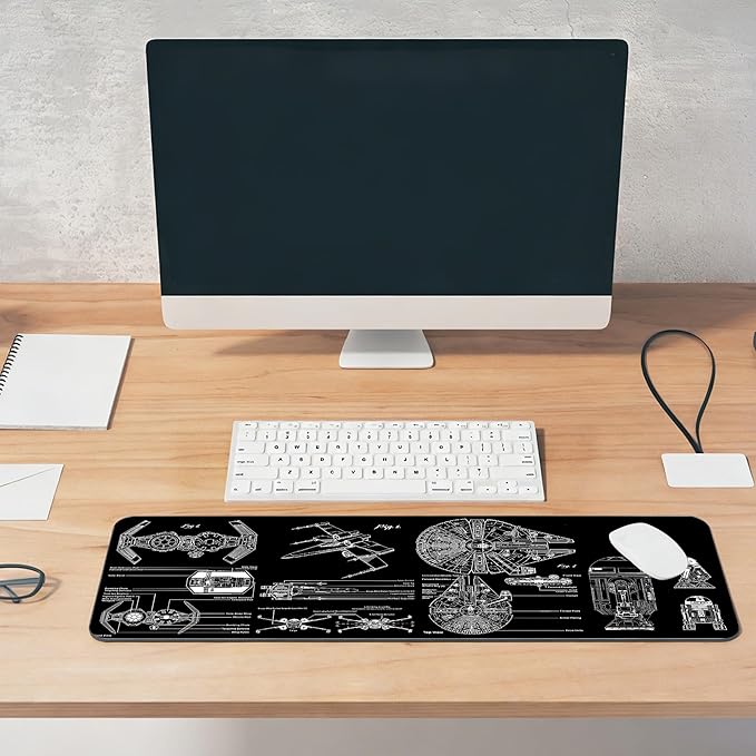 Large Gaming Mouse Pad, Desk Mat Extended XXL Keyboard Desk Pad with Non-Slip Base, 31.5x11.8 inch Black Gamer Mousepad for Office, Home & Gaming Room Decor (Spaceship Sci-f-2)