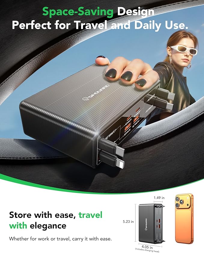 8-in-1 Retractable Charging Station Desktop for Multiple Devices, 105W GaN USB C Plug Retractable Multi Charger Hub for iPhone 17/16/15 Pro, Galaxy S26/S25, iPad, Pixel, Home Office, Travel Essentials