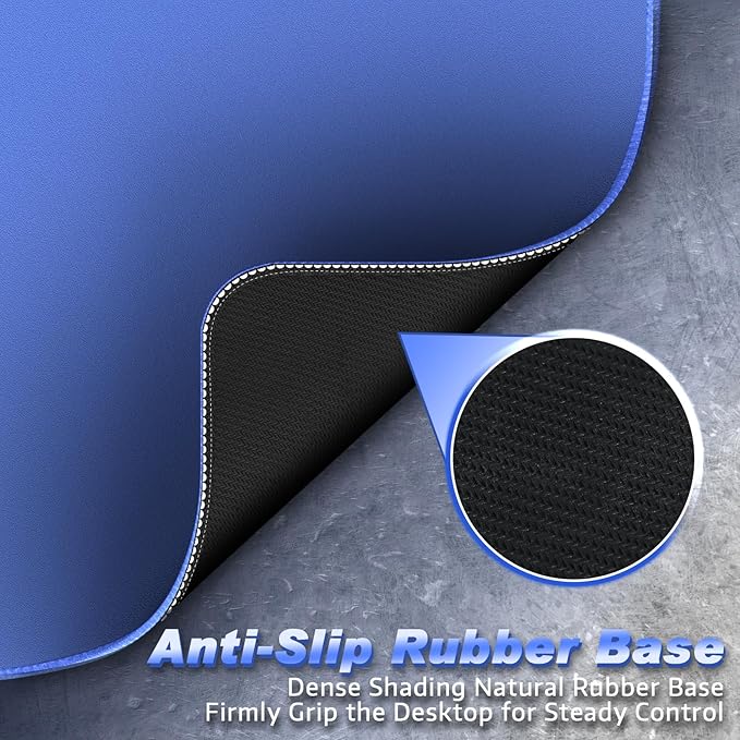 ATTACK SHARK Gaming Mouse Pad for Esports Speed Waterproof Surface Mouse mats Stitched Edges and Anti-Slip Rubber Base Size L 17.32” x 15.75” x 0.15” Blue