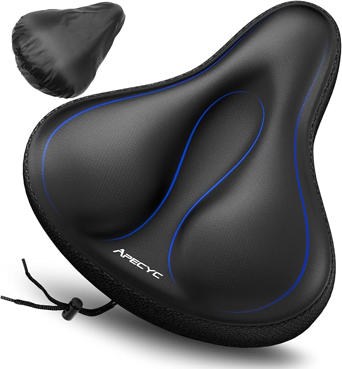 APECYC Bike Seat Cushion Gel Padded Saddle Cover for Men Women - Extra Padding Soft Comfort Bicycle Seat Cushion for Peloton, Stationary, Spin, Mountain, Road, Ebike