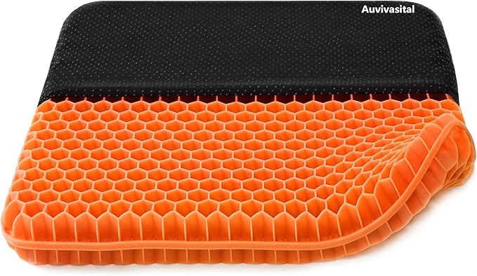 Plus Size Gel Seat Cushion for Long Sitting, Extra Large and Thick, Gel Cushion for Back, Hip, Sciatica, Tailbone Pain Relief, Use for The Office, Wheelchair, Car, Recliner, Stadium, Kayka.(Orange)