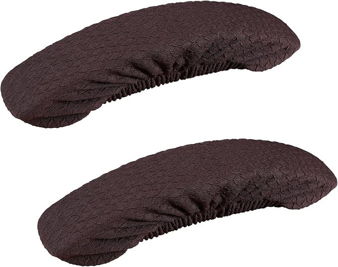 Smiry Stretch Jacquard Office Computer Chair Armrest Covers, 2PCs Removable Washable Anti-dust Desk Chair Arm Pad Covers, Chocolate
