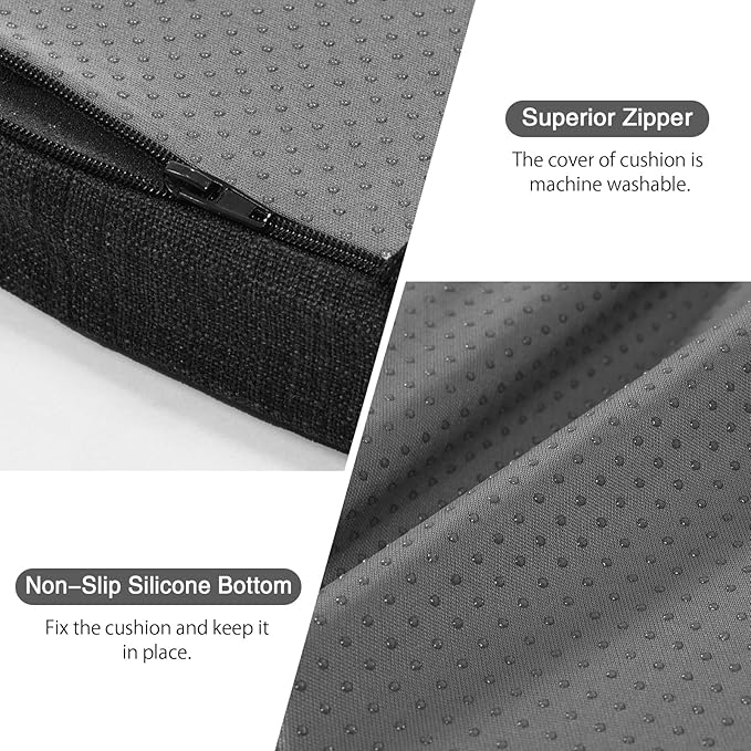 baibu 14x14 Memory Foam Metal Chair Cushions Set of 2, Dual-Layer Design Non-Slip Metal Dining Chair Pads Kitchen Seat Cushion with Machine Washable Cover, 2 Counts, Black