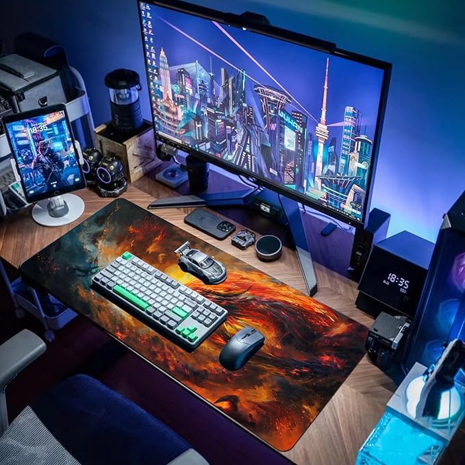 Gaming Mouse Pad Desk Pad XL Large Mouse Mat Keyboard Mat Office Desk Decor AccessoriesKeyboard Mat Office Desk Decor Accessories (Dragon Warrior)