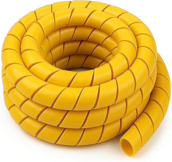 Electriduct 5/8 Inch Heavy Duty Spiral Wrap HDPE Flexible Plastic Cable Sleeve Hose Protector 25 Feet - Yellow