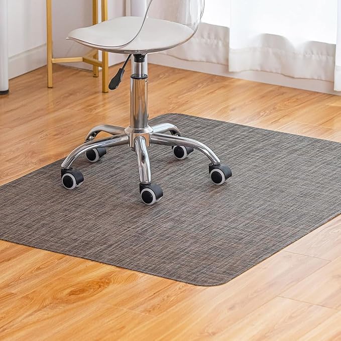 Office Chair Mat for Hardwood Floor Under Desk Computer Rolling Chair Mat for Wood/Tile Floor Non-Slip Heavy Duty Desk Rug PVC Plastic Hard Floor Protector 48" x 60" (Dark Walnut)