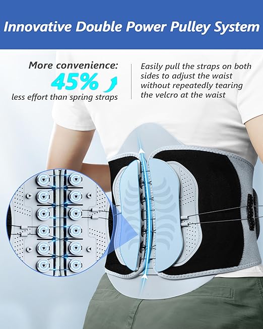 Back Brace for Lower Back Pain Relief with Pulley Support System, Adjustable Lumbar Support Belt with Lumbar Panel, Breathable, Strong Support Design For Herniated Disc, Sciatica, Scoliosis (Large)