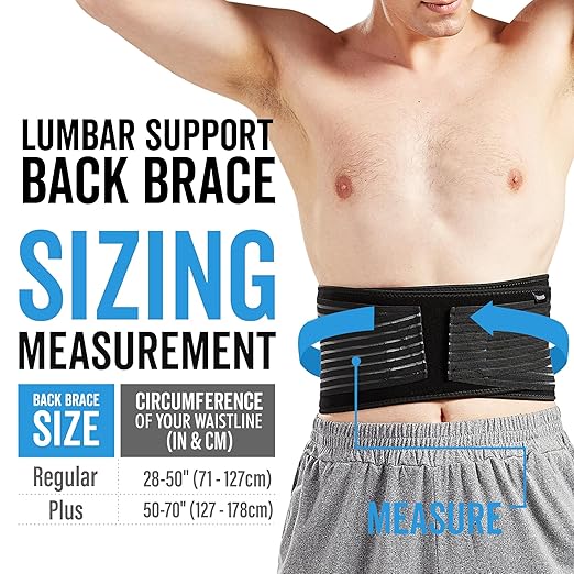 Bodyprox Lumbar Support Back Brace for Men and Women (Plus Size 50" - 70")