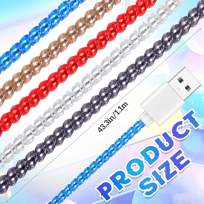 Frienda 10 Pcs Cord Protectors from Pets No Chew Spiral Cable Protector 43.3'' Phone Charger Cover Data Cable Protective Sleeve Chew Proof USB Wire Cover Stylish for Cat Dog Rabbit (Cool Colors)
