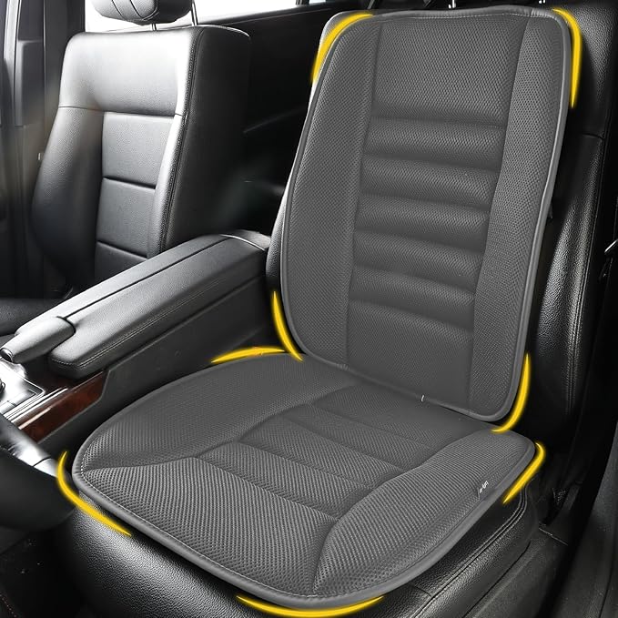 Lofty Aim Memory Foam Car Seat Cushion with Lumbar Support Pillow - 4D Mesh Ventilation for Back & Sciatica Pain Relief, Auto Pad Suitable for Car, Truck, SUV, Dark Grey