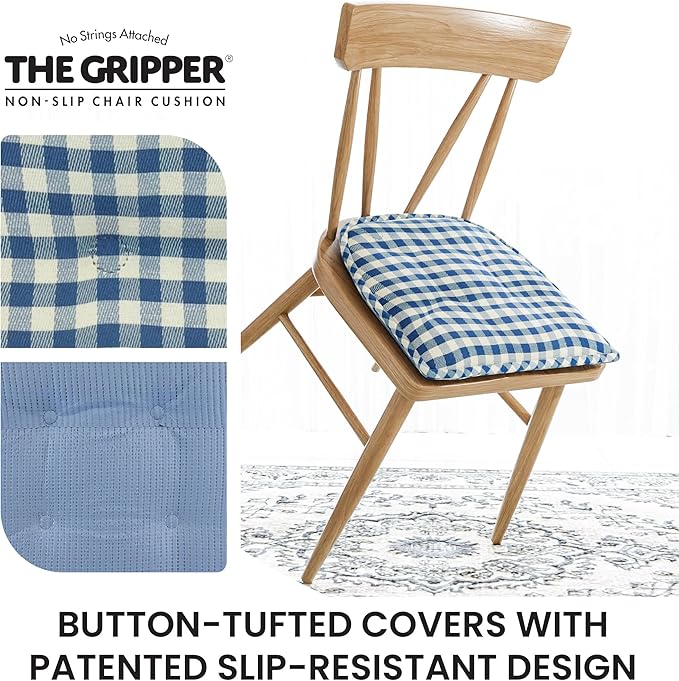 Non-Slip Chair Cushions, Assembled in USA, U-Shaped Skid-Proof Seat Pads for Dining Room, Kitchen, Office, 15"x16"