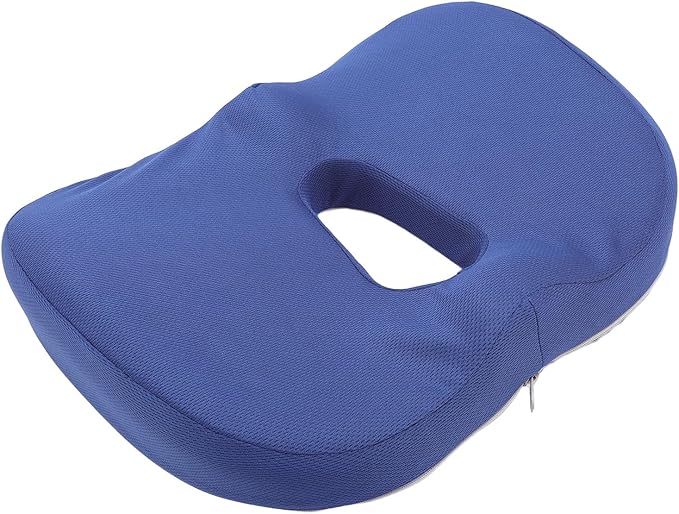 Memory Foam Seat Cushion 18x18 Inches Breathable Mesh Cover Removable Washable Non Slip Base 50% Pressure Relief for Long Sitting Back Pain Relief on Office Car Plane