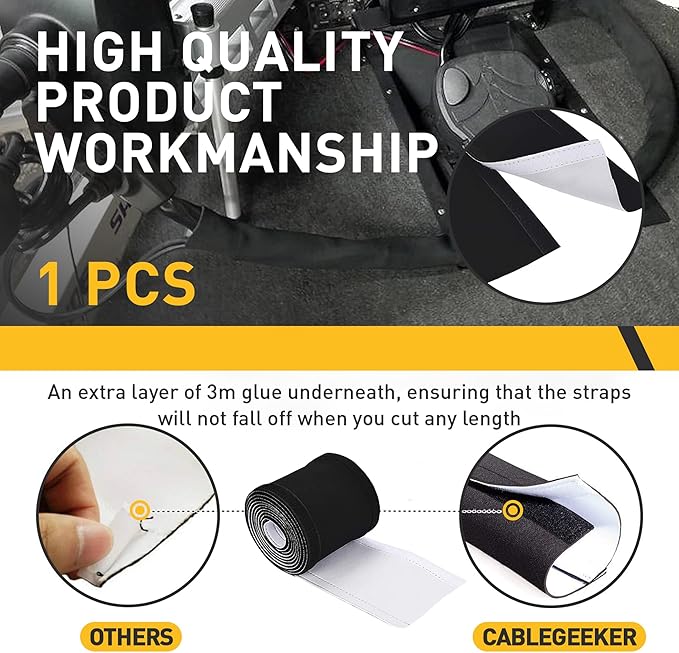 Neoprene Cable Sleeve - 60" for Trolling Motor Wire Protection & Management, Black & White