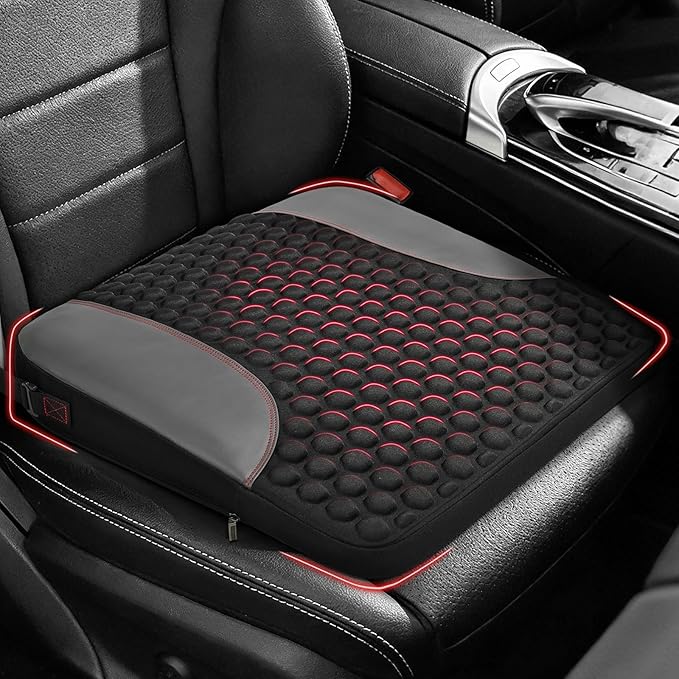 Car Seat Cushion for Driving, Driver Seat Pad with Honeycomb Message Dots - Ergonomic Auto Car Seat Pillow for Long Drives, Office Chair, Truck, Wheelchair - Coccyx & Lower Back Pain Relief - Black