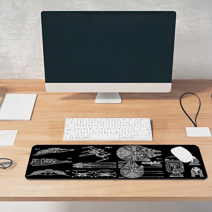 Large Gaming Mouse Pad, Desk Mat Extended XXL Keyboard Desk Pad with Non-Slip Base, 31.5x11.8 inch Black Gamer Mousepad for Office, Home & Gaming Room Decor (Spaceship Sci-f-3)