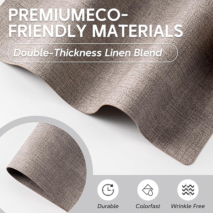 Vinyl Placemats Set of 4 - Faux Leather 100% Waterproof Oil-Proof Wipeable PU Place Mats, Heat Resistant Reversible Table Mats for Kitchen, Dining, Outdoor (Light Gray)
