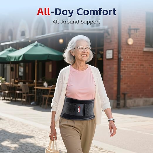 FEATOL Back Brace for Men Lower Back, Lumbar Support Belt- Back Pain, Adjustable Support Straps with Removable Lumbar Pad for Heavy Lifting Work, Black, Plus Size 3XL