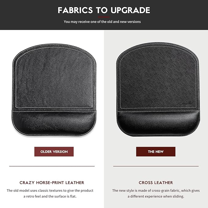 Black Office Square Leather Mouse Pad with Wrist Rest Non-Slip Design, Business Style Gaming PU Mousepad for Learners, Workers &Computer Users.