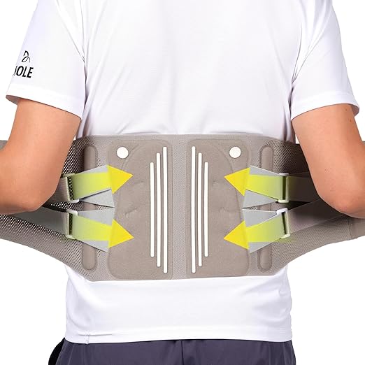 Breathable 4D Knit Back Brace for Lower Back Pain Relief, Lumbar Support - Adjustable Waist Belt with Memory Support Plates & Compression Straps, for Sports, Fitness, Office, Men & Women (Gray, Medium)