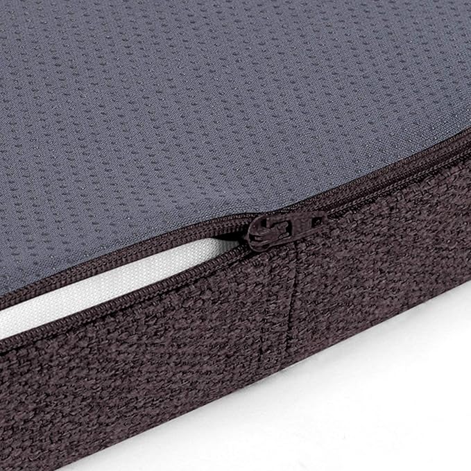 Shinnwa Dining Chair Cushions, Non Slip Kitchen Chair Pads with Ties, Indoor Seat Cushions, 15 x 15.5 inches, Dark Brown